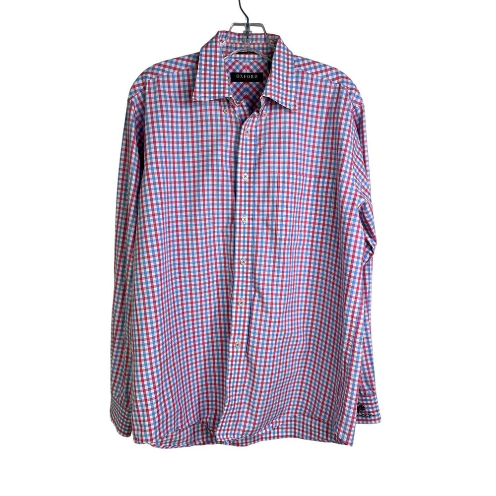 Oxford America Button Down Shirt Mens Large‎ Multi Color Gingham Classic Preppy